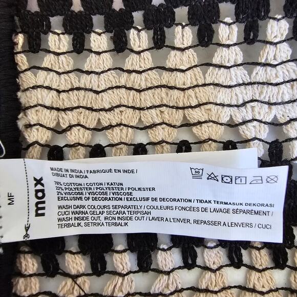 Max Textured Open Front Kimono Shrug Black / Cream Size L NWOT - Picture 8 of 8